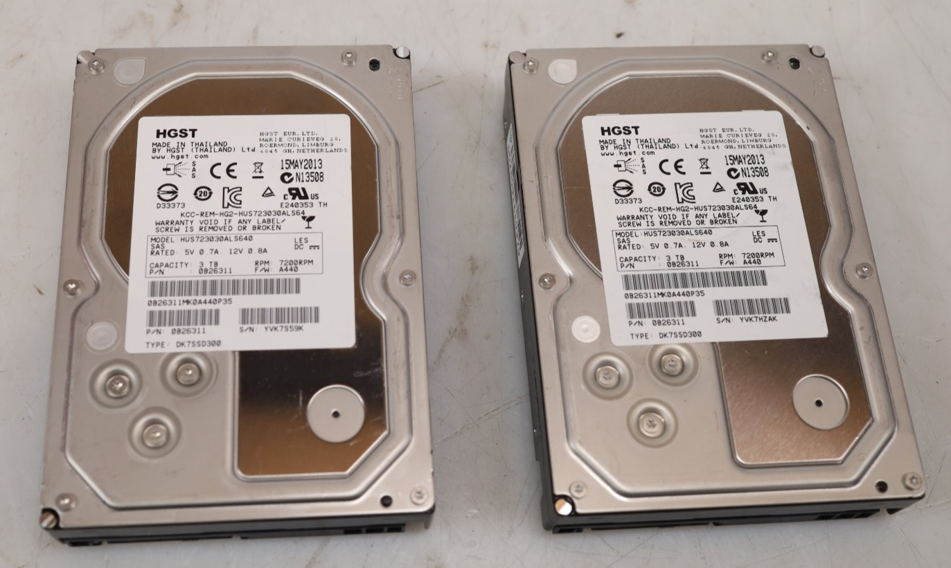 Lot 2x HGST Ultrastar 7K3000 HUS723030ALS640 3TB 3.5" SAS 6Gb/s 7200RPM HDD
