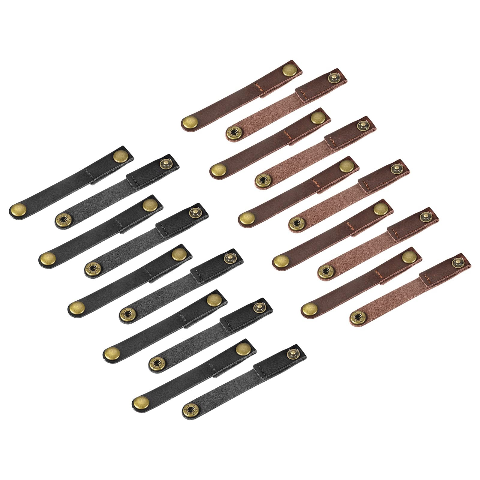Pack of 20 Leather Cable Straps Cable Ties, Cord Organizer, Portable Cable Ma...