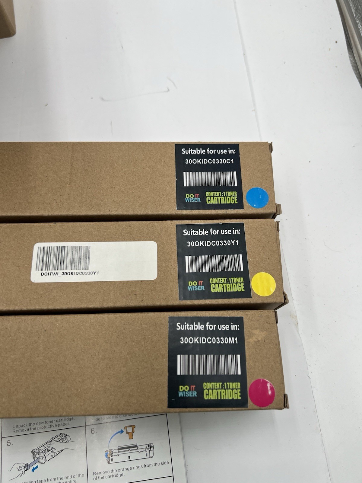 Do It Wiser Toner Cartridges for OKI C310 C330 C510 C530 CMY 3-Pack New