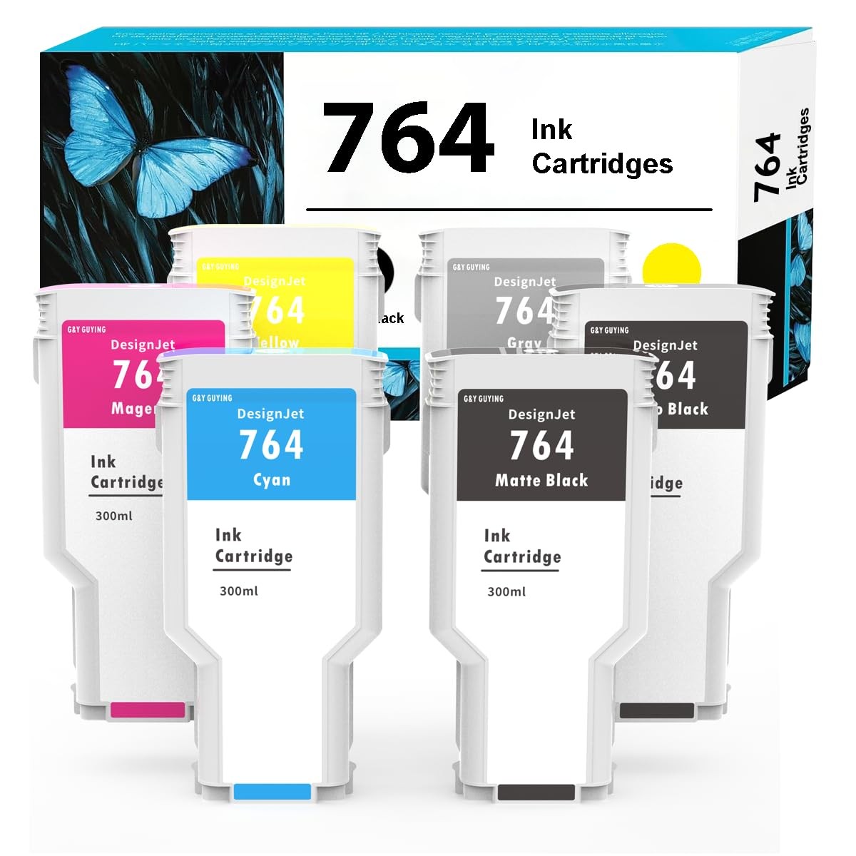 G&Y GUYING 764 Ink Cartridge 300ML Replacement for HP764 HP 764 for DesignJet