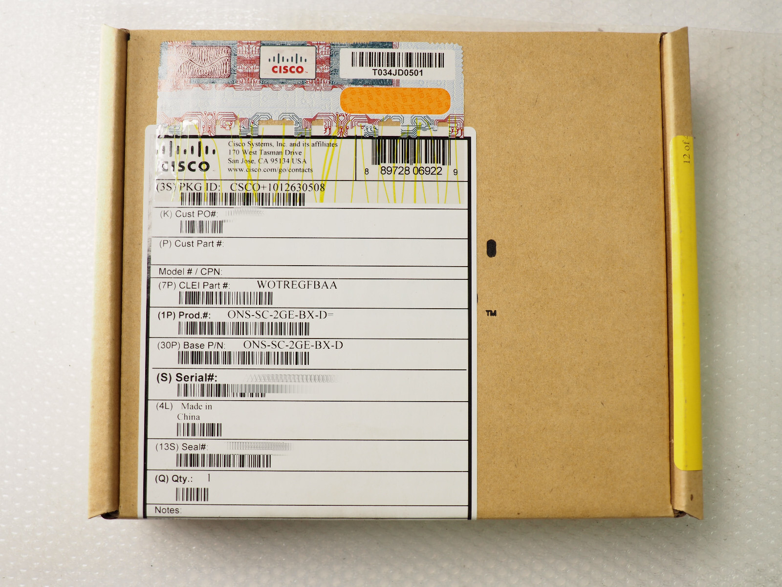 Cisco ONS-SC-2GE-BX-D WOTREGFBAA 1Gbps 1000Base-BX 10 1490nm Dual Channel SFP