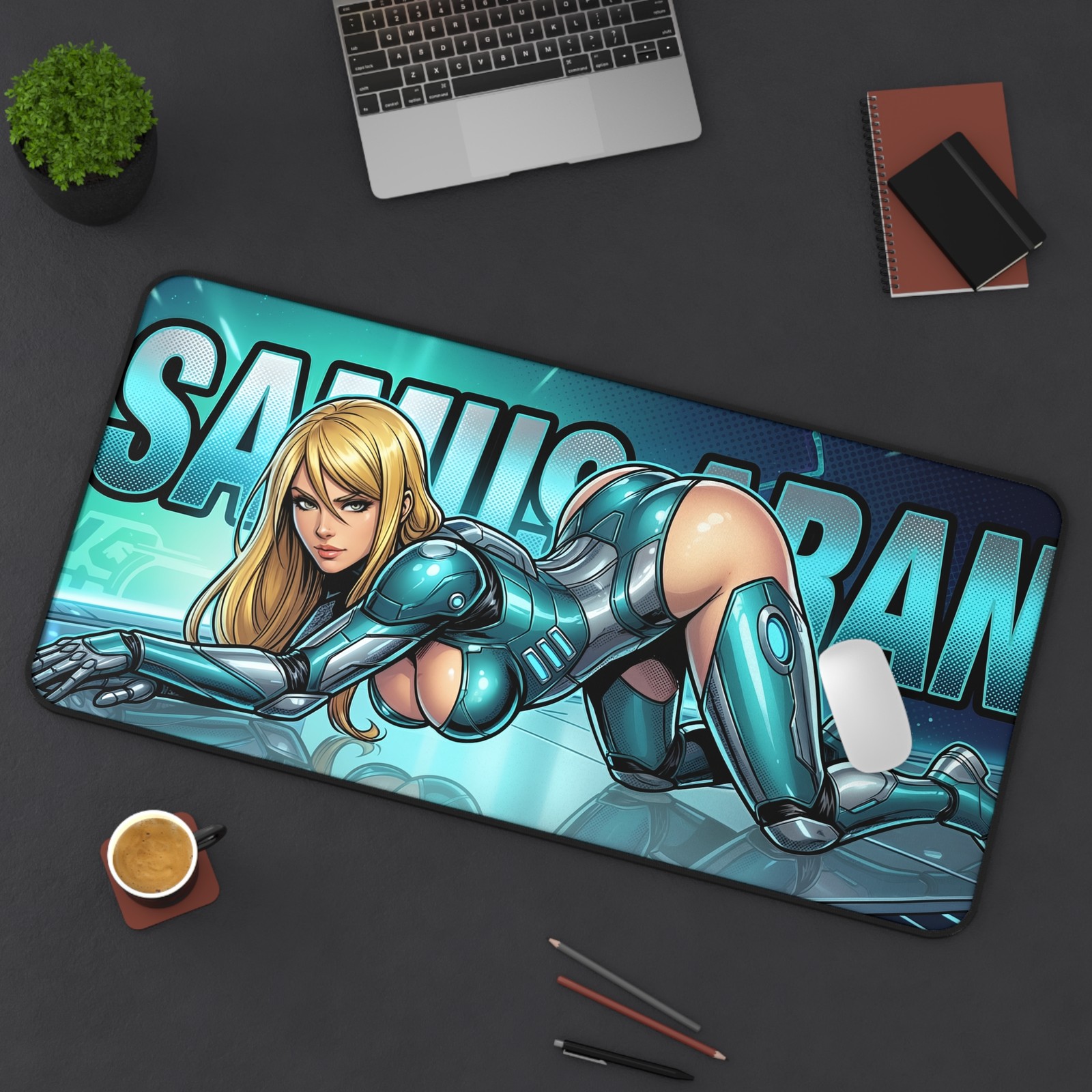 Samus Aran Desk Mat, Game Inspired Mouse Pad, Gaming Desk Accessory