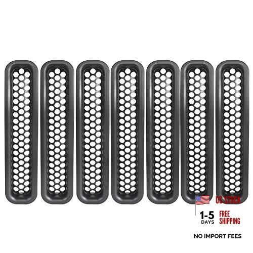 Wrangler Grill Mesh Inserts Front Grille Guard Cover Clip-in Matte Black for