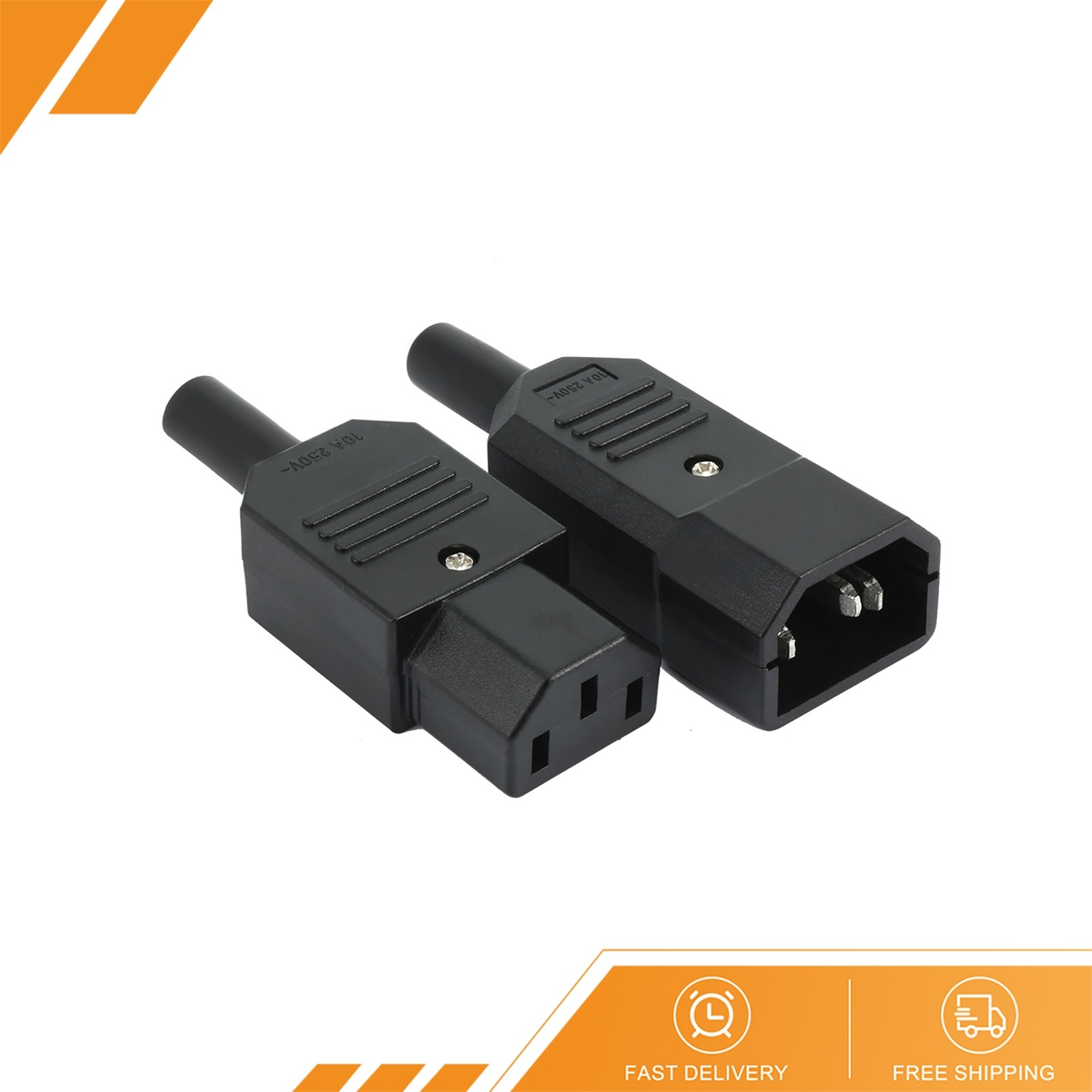 1Pair AC250V 10A 3Terminals Panel Mount IEC320 C14 Power Socket C13 Plug