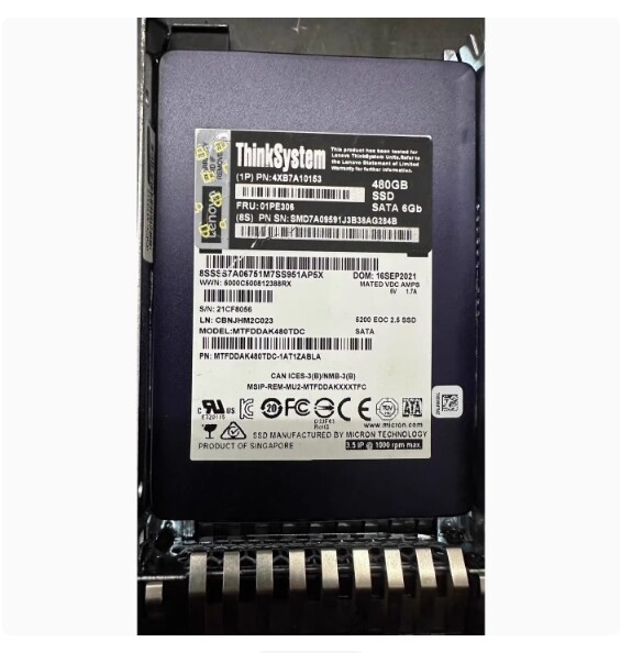 compatible Lenovo 4XB7A10153 01PE306 480G SATA SSD 2.5 SR550 Solid-state drive