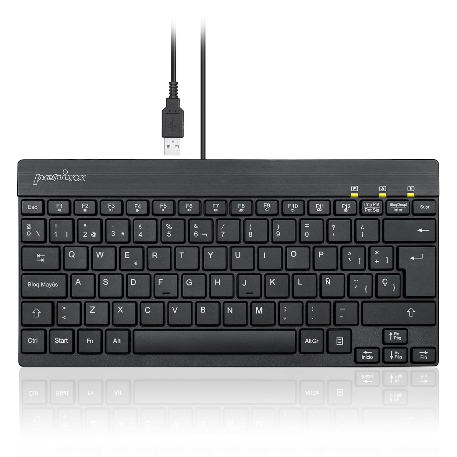 PERIBOARD-426ES Mini Teclado con Cable USB - Negro - QWERTY Español,Black