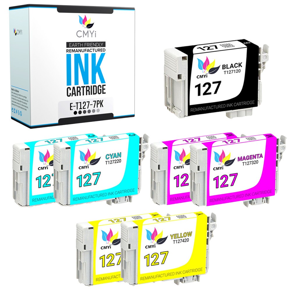 7-PK CMYi Replacement T127 Combo Pack Ink Cartridge for Epson Stylus NX530 NX625