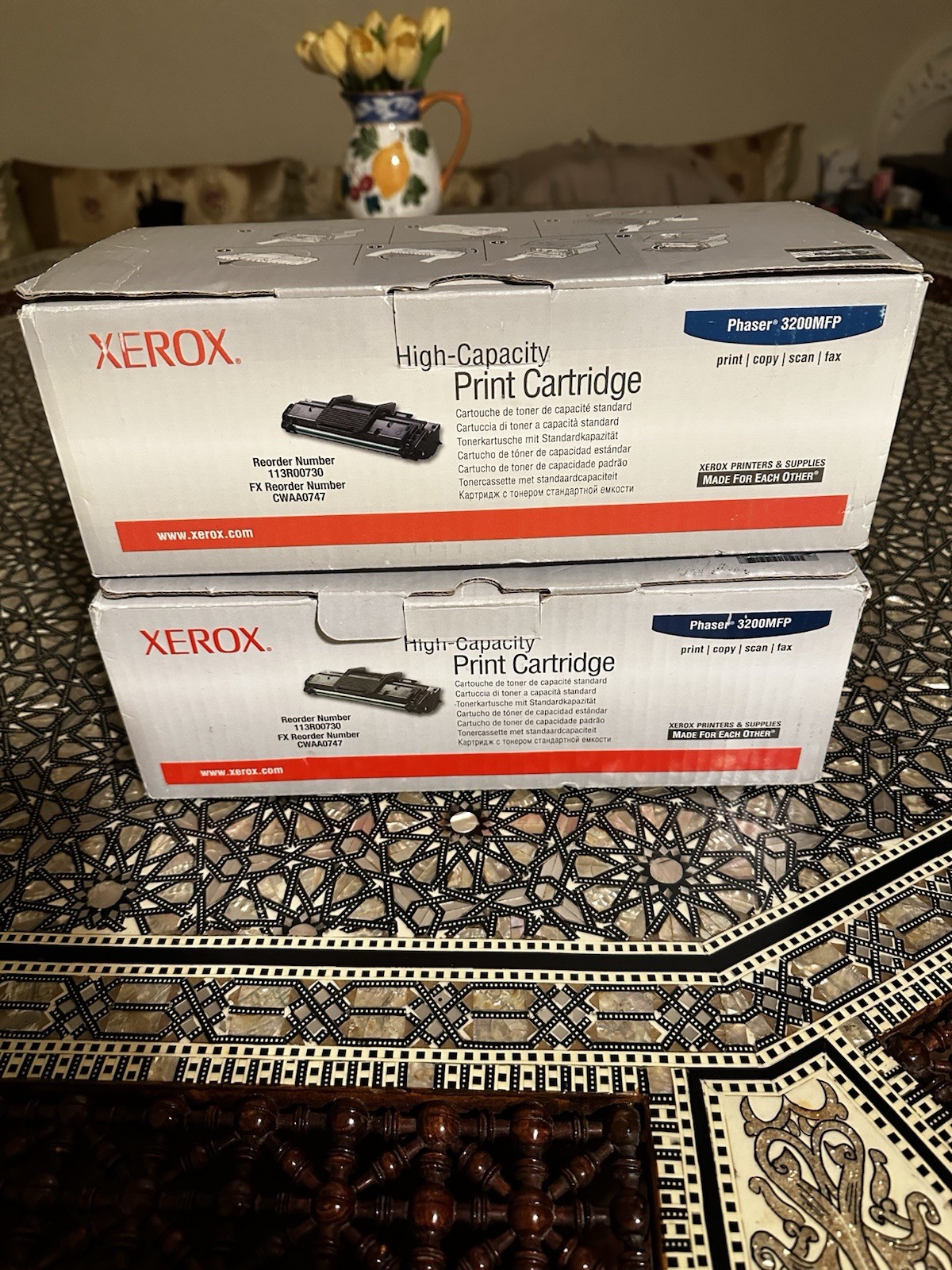 Lot 2 Genuine Xerox Phaser HY Black Toner Cartridge 113R00730, 113R730, CWAA0747