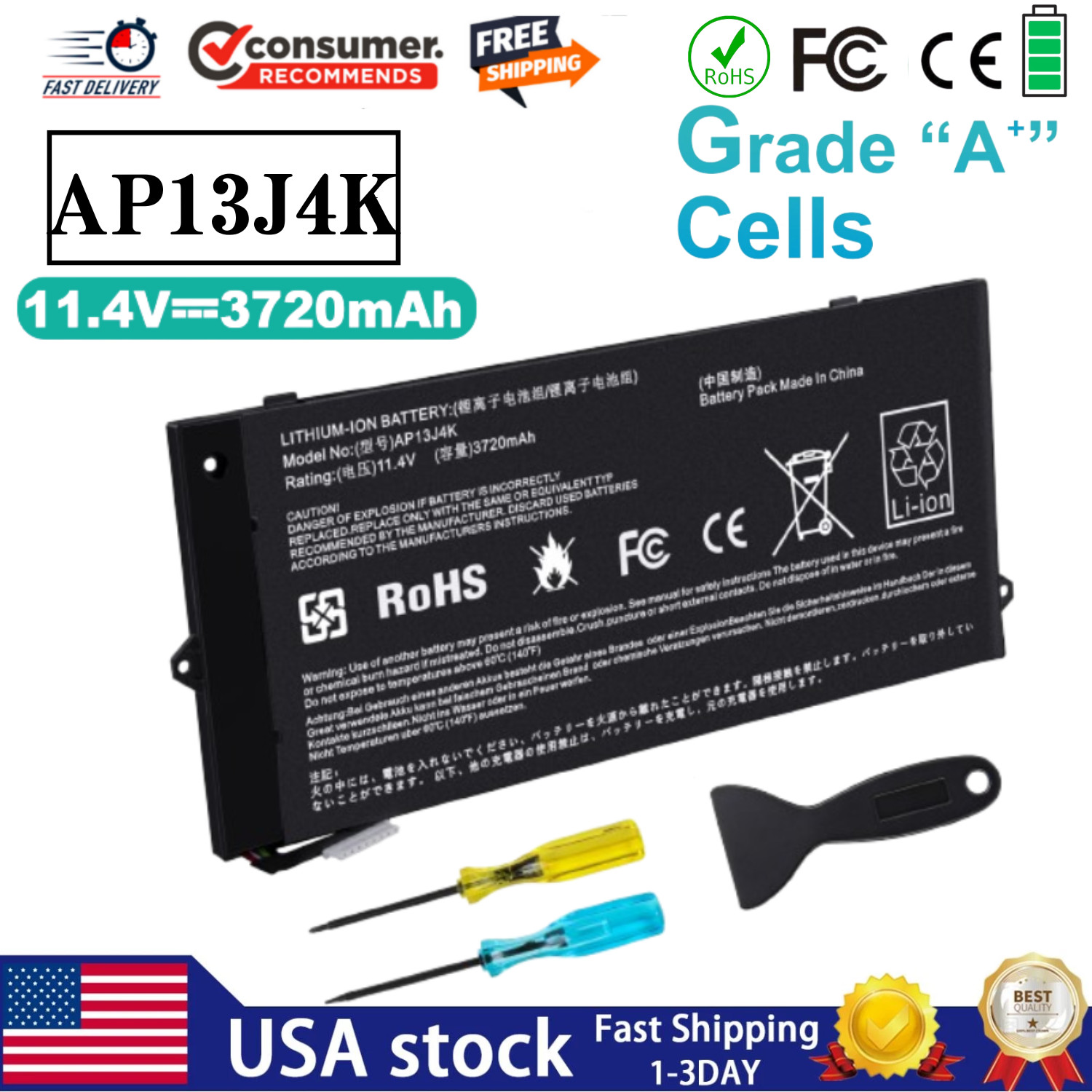 LOT Battery AP13J3K AP13J4K for Acer Chromebook 11.6" C720 C720P C740 C740-C4PE
