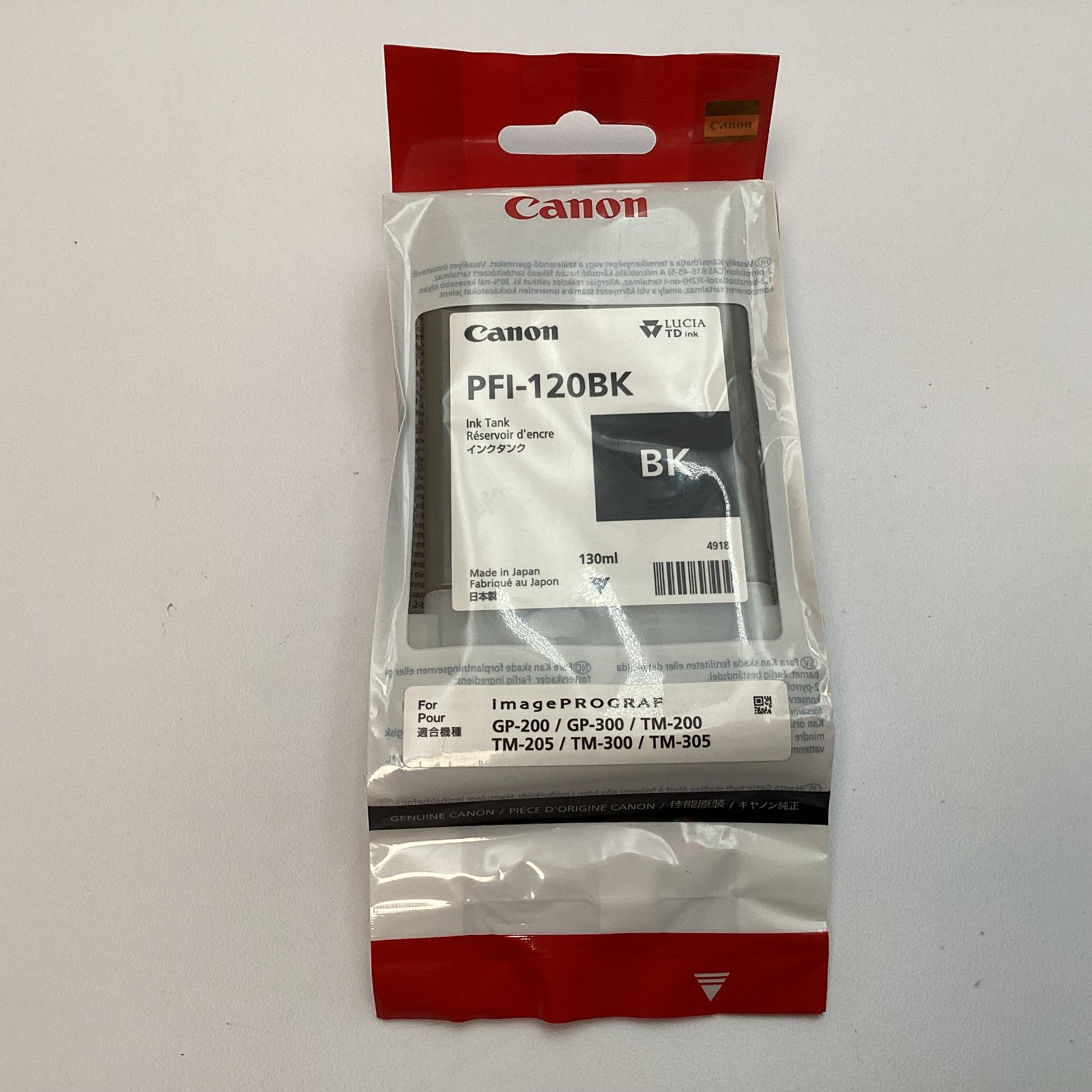 Canon PFI-120BK Black Ink Tank Cartridge 130ml TM-200 TM-300 Exp 03/2024 - New