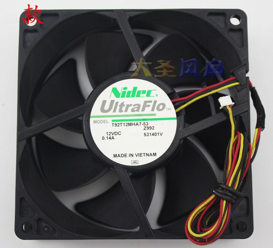 Nidec T92T12MHA7-57 12V 0.14A 9025 9CM 3Pin Quiet Case Cooling Fan