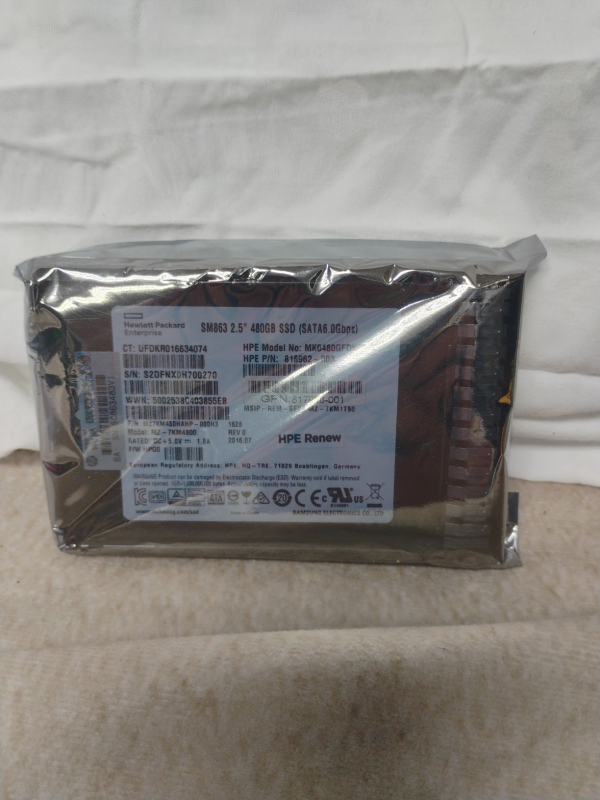 HPE Enterprise 480gb SATA MixedUse 25 Solid State Drive Enclosure G2U