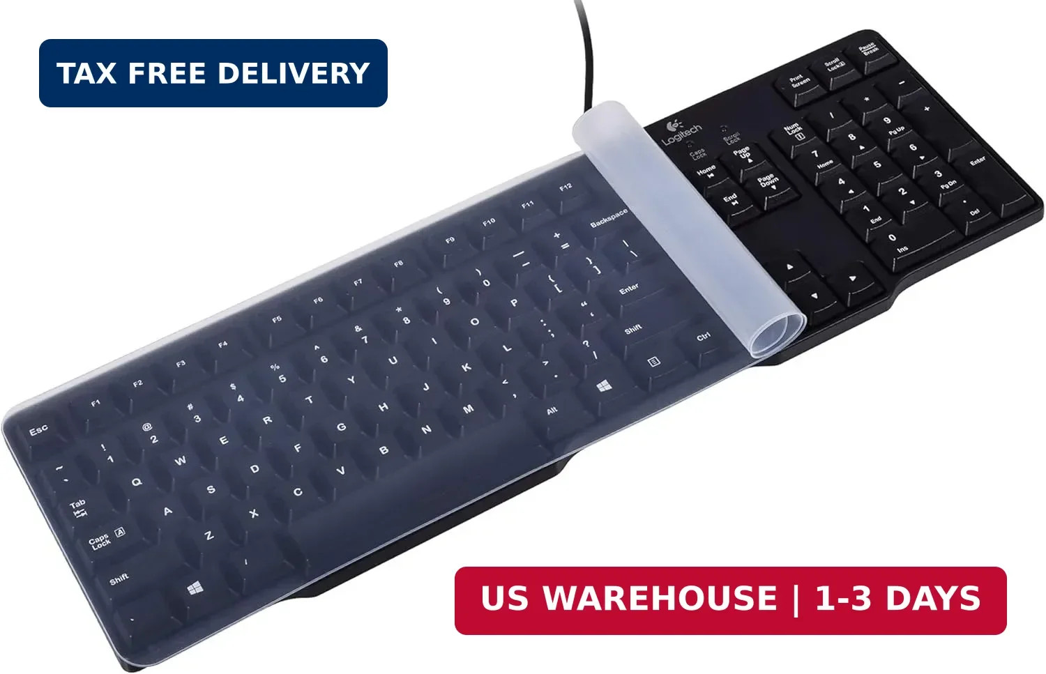 Universal Clear Waterproof Anti-Dust Silicone Keyboard Protector Cover Skin for