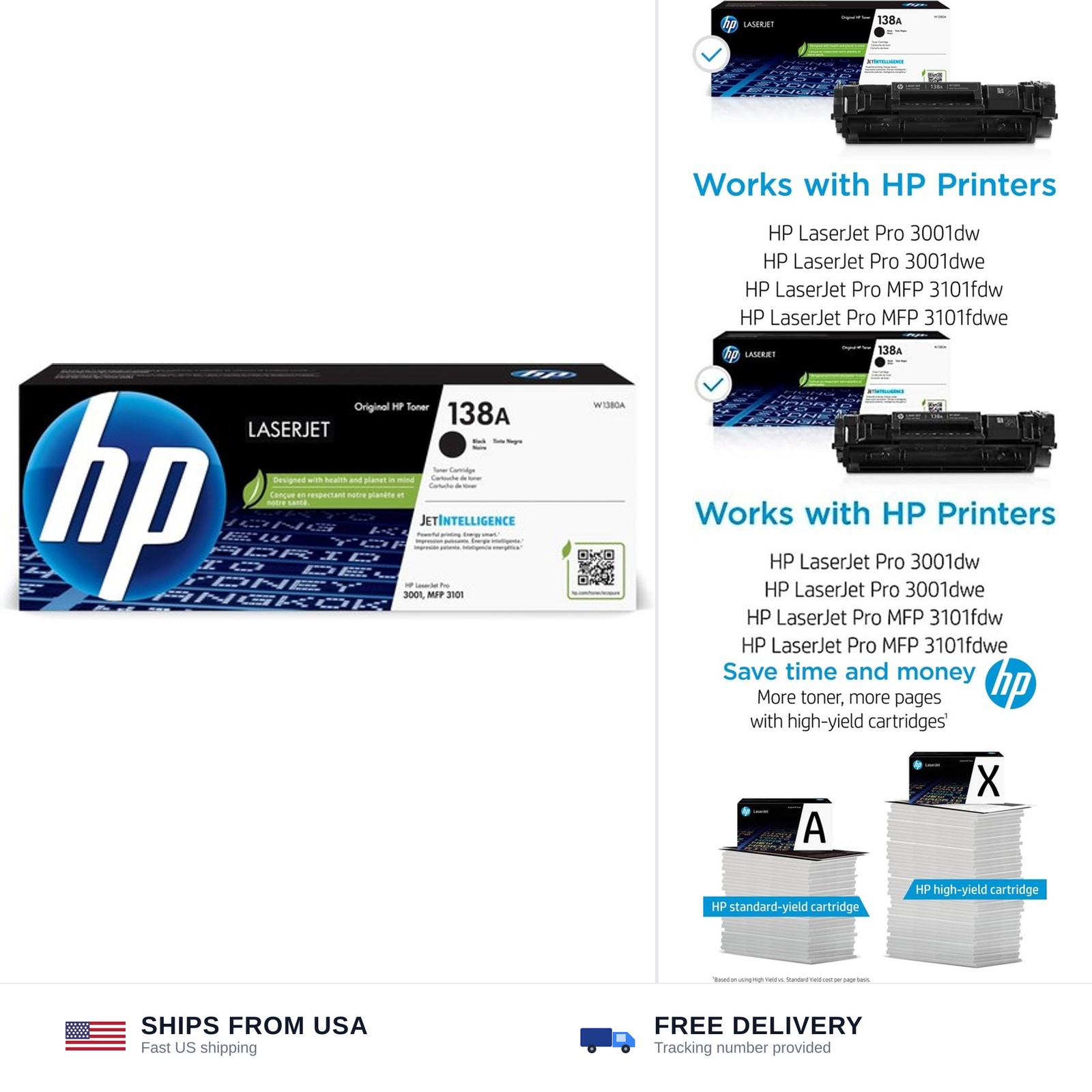 HP 138A Black Toner Cartridge | Works with HP LaserJet Pro 3001 Series, HP La...