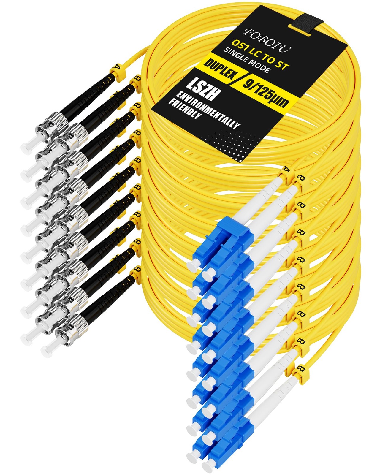 8 PCS 2M 6FT OS1 ST To LC Singlemode Duplex Fiber Patch Cable LSZH 9/125m