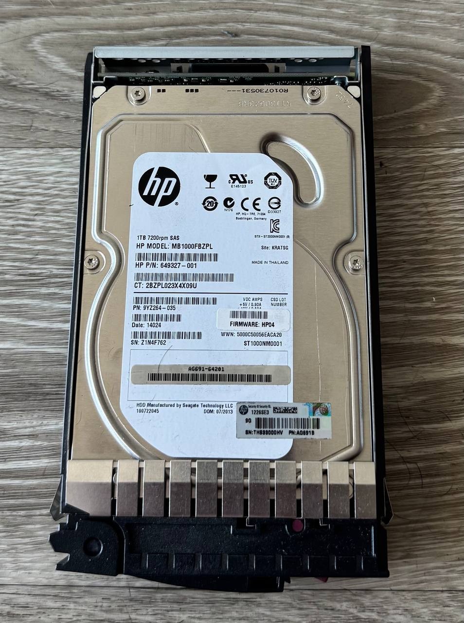 HP 1TB 7200RPM 3.5" SAS Hard Drive HDD MB1000FBZPL 649327-001 w/ Caddy