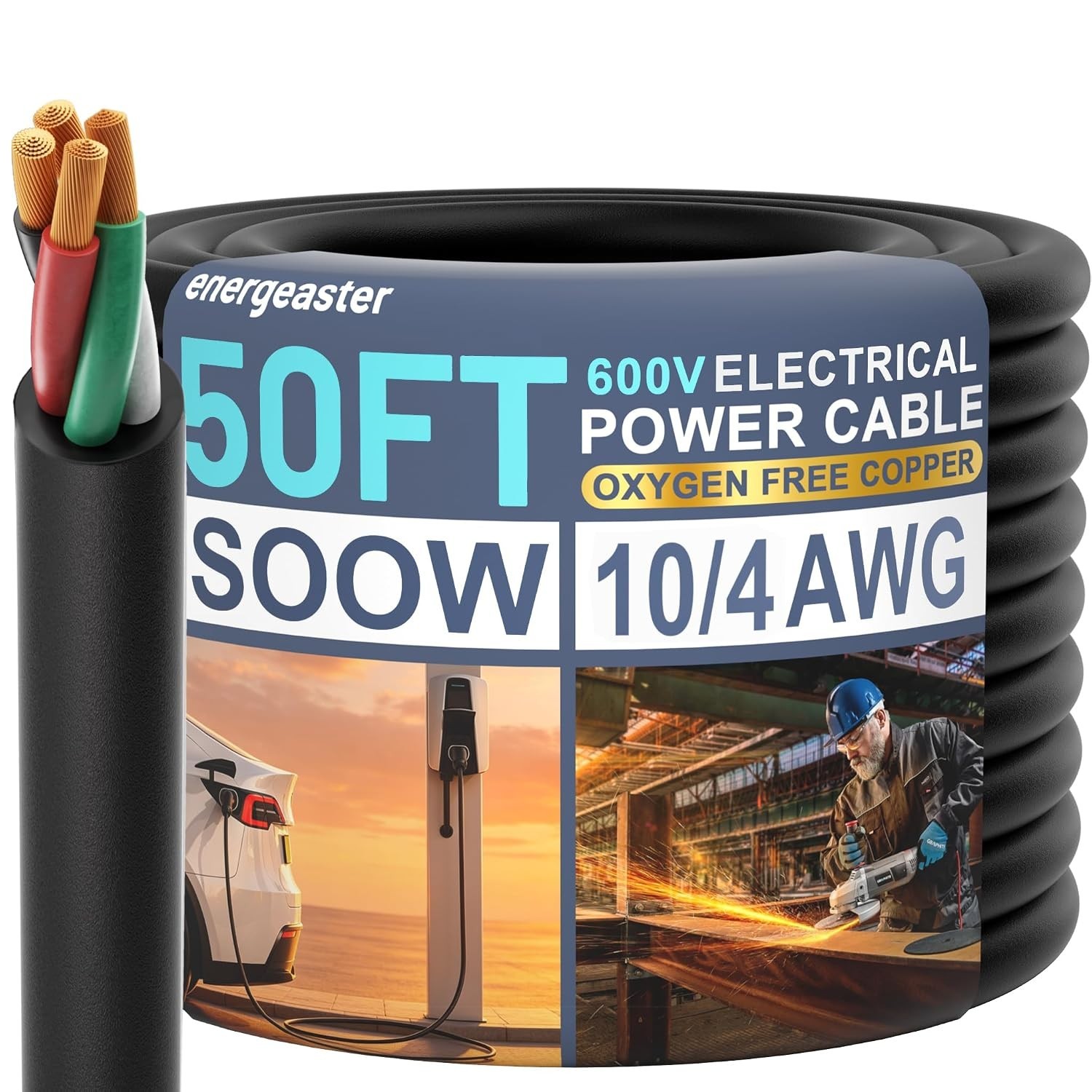 Ultra-Flexible 10 Gauge SOOW Power Cable, 4 Conductor | 600V 30A for Generators