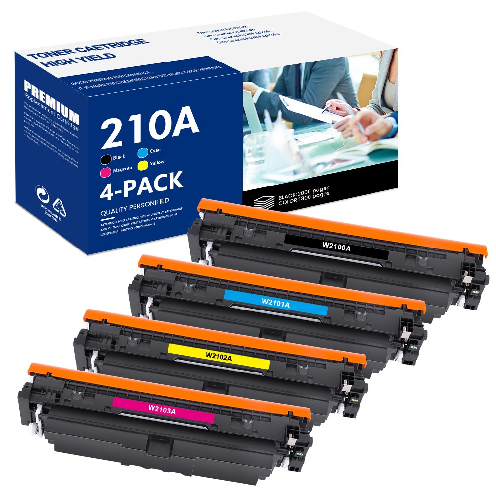 4 PACK 210A W2100A W2101A W2102A W2103A Toner Set Compatible with HP (With Chip)