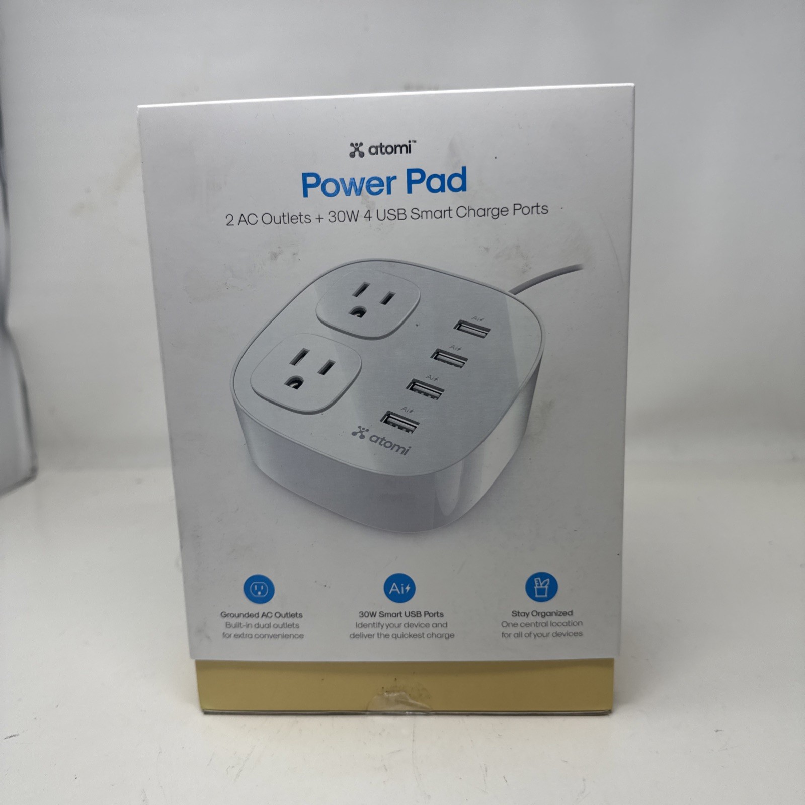Atomi Power Cube 2AC Outlets 4USB 30W Ports Fast Charging (47)