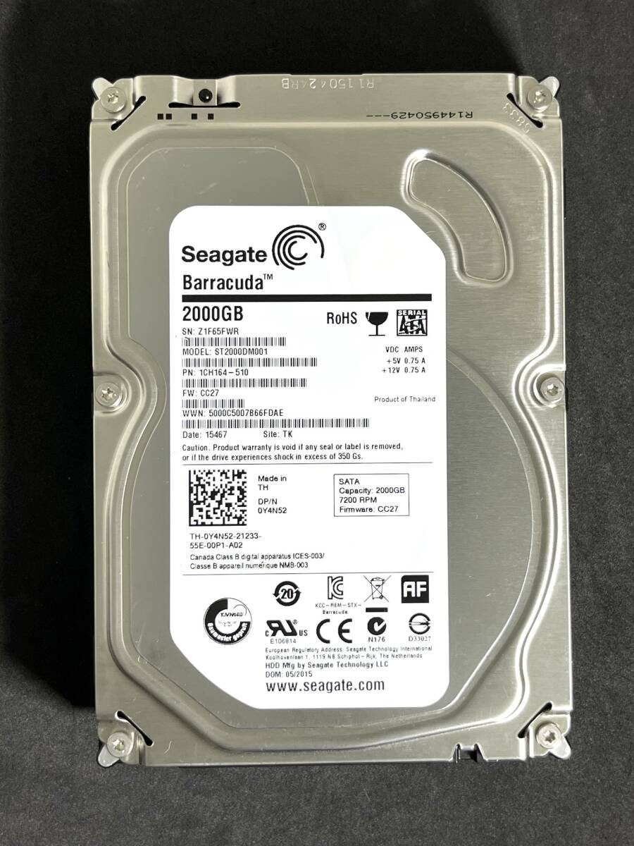 2TB  Seagate / ST2000DM001 F/W CC27 3-platters [Used: 612h] Low Activity 3.5-in