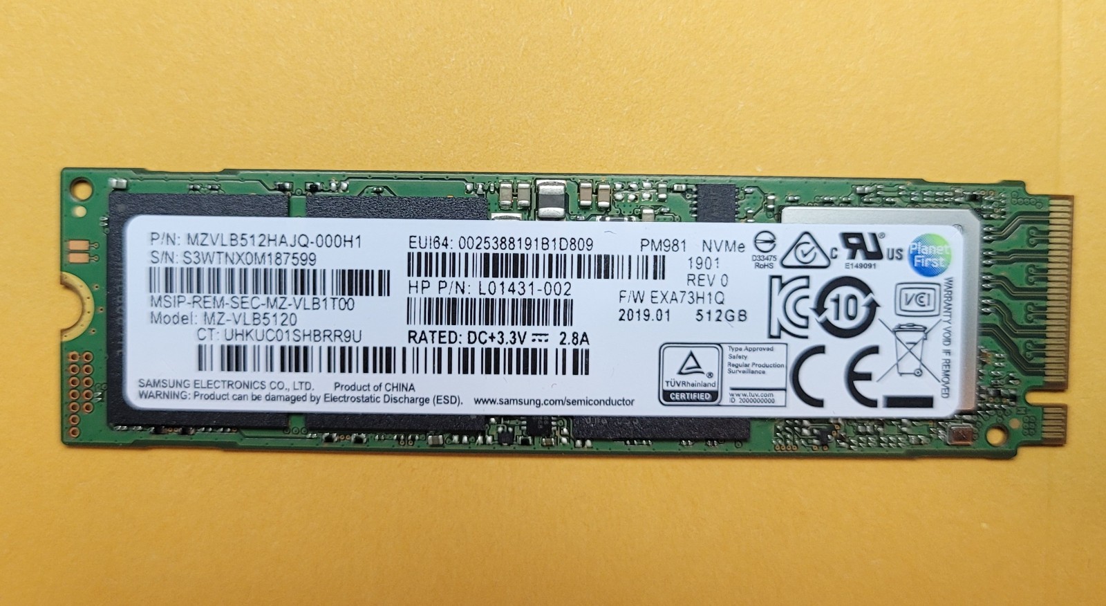 Samsung 512GB SSD MZVLB512HAJQ-000H1 MZ-VLB5120 PM981 NVMe