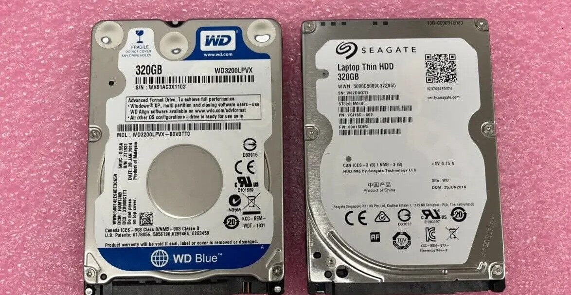 2x 320GB 320 GB 2.5" Mix Branded SATA Laptop Hard Drives HDDs Tested Wiped