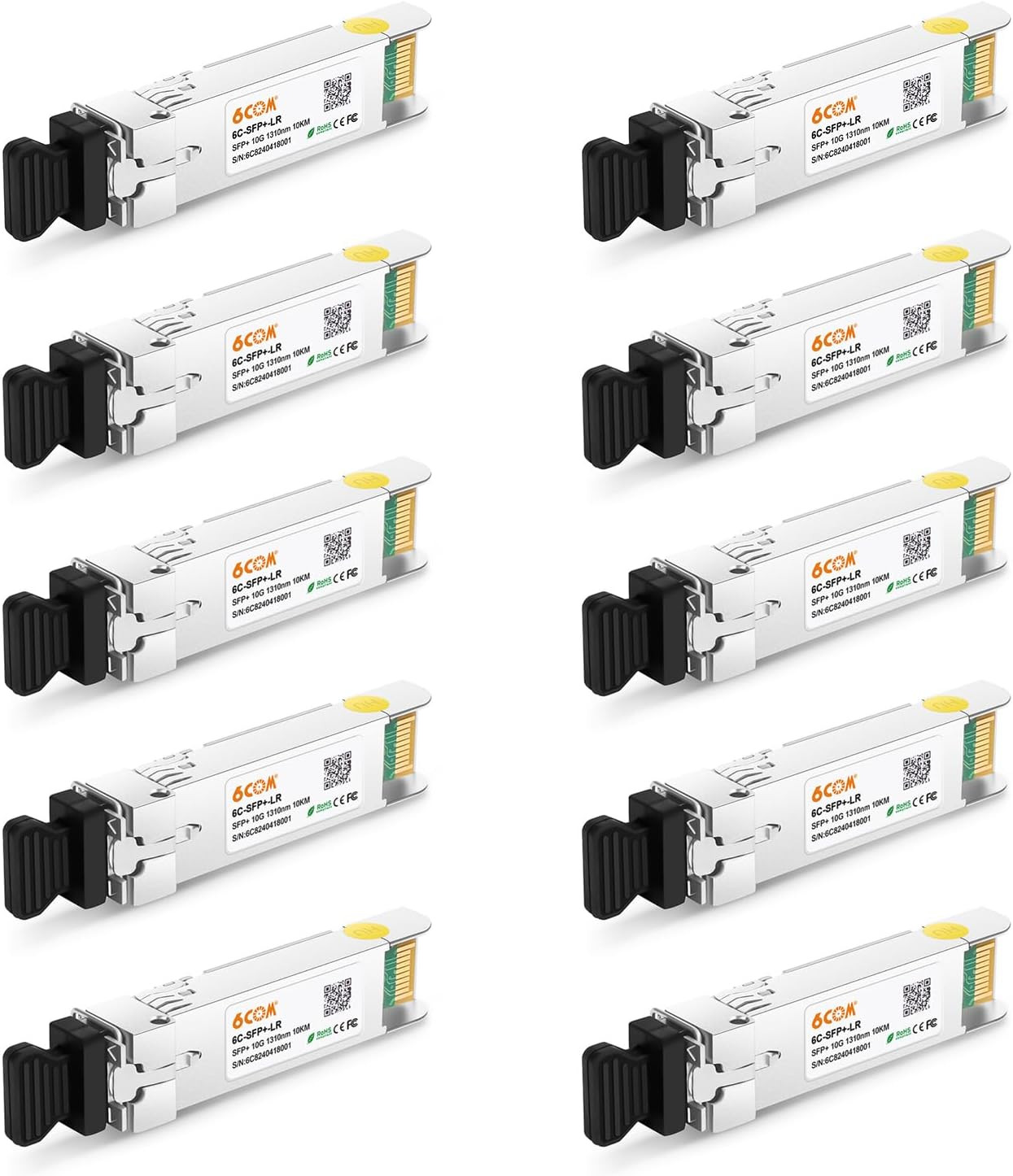 10Pack 10Gbase-Lr SFP+ Transceiver, 10G Dual LC Single Mode Module | Compatible