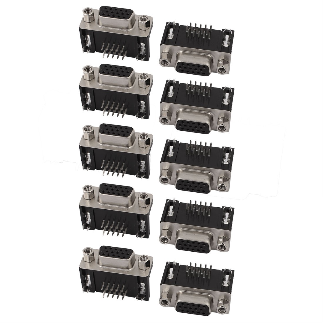 10Pcs DB 15 Pin 3 Row Female D-SUB VGA Connector PCB Mounting Right Angle