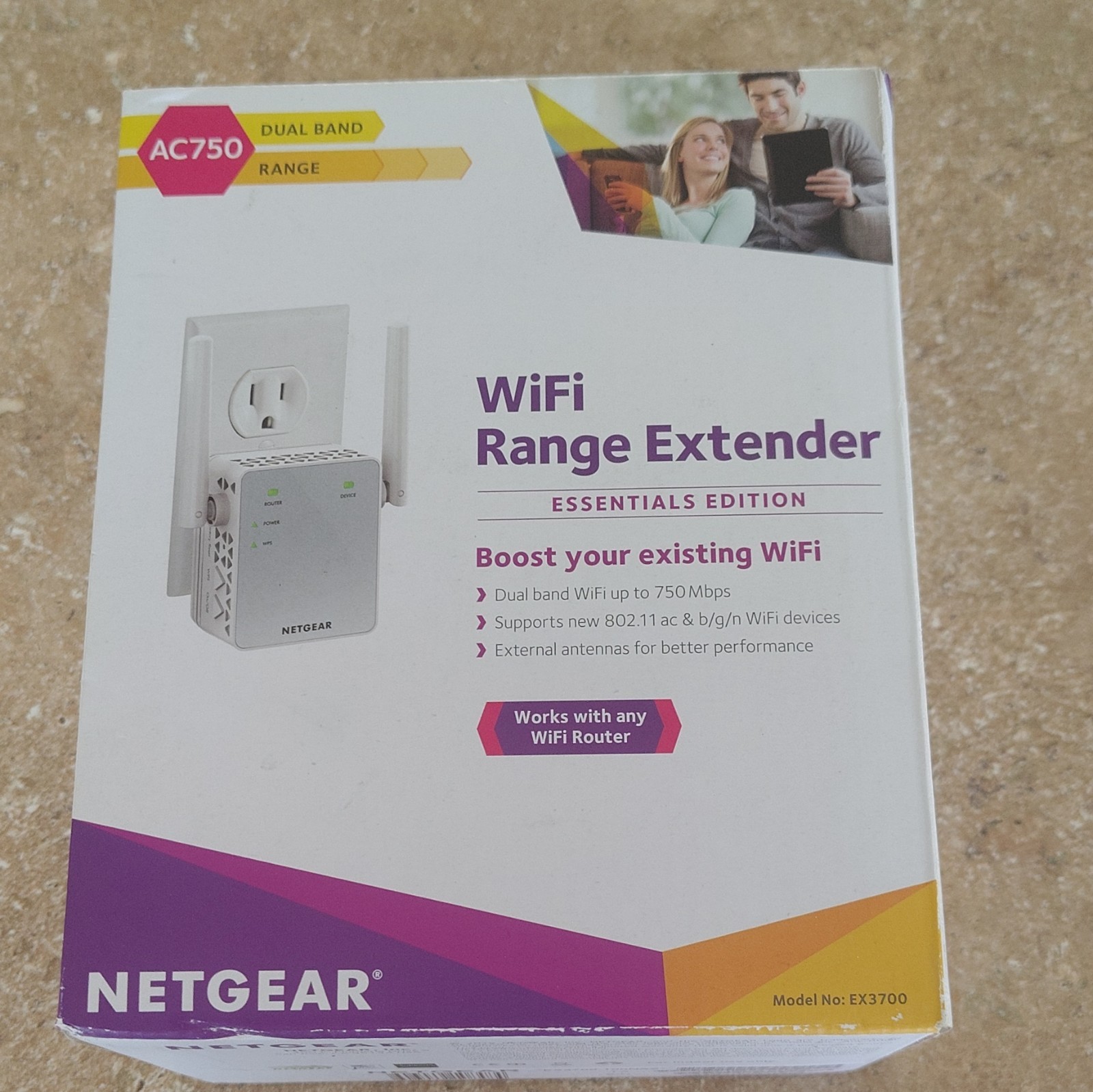 NETGEAR EX3700 AC750 Dual-Band WiFi Range Extender FastLane, Ethernet