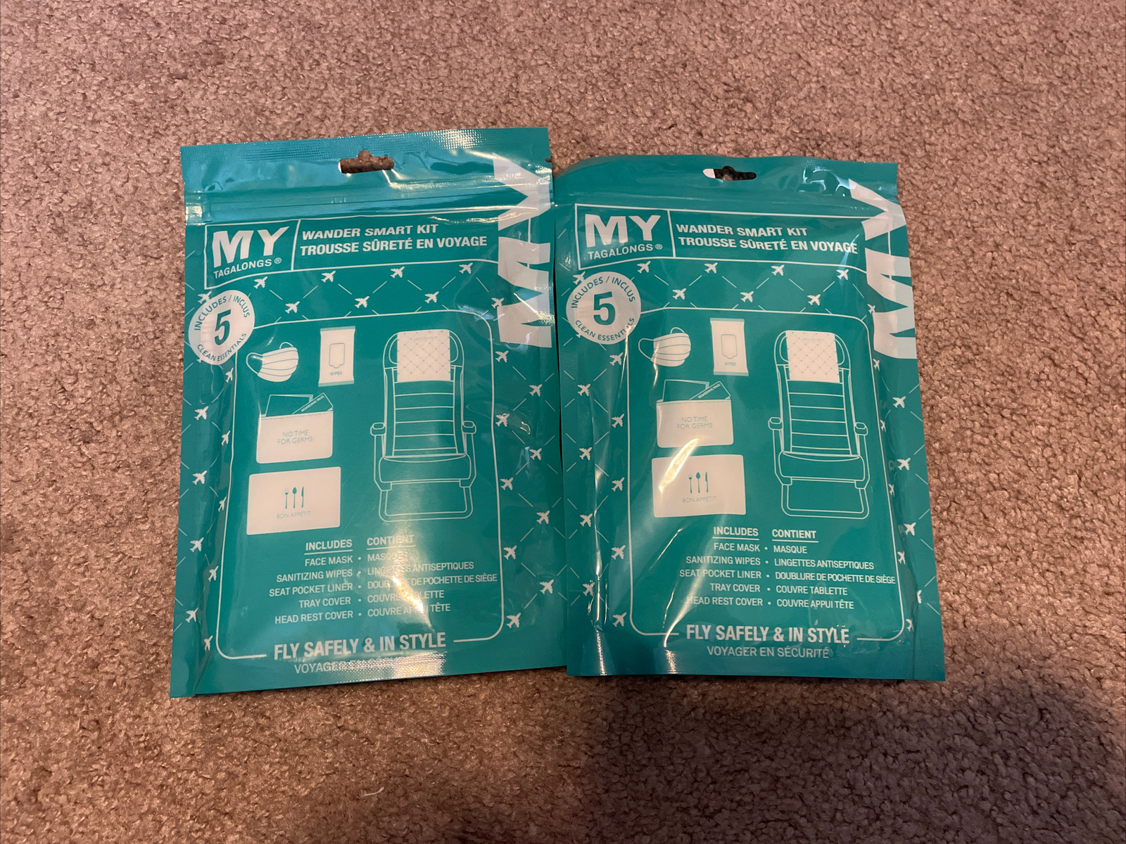 My Tagalongs Wander Smart Kit Fly Safely 5 Piece Package Lot Of 2