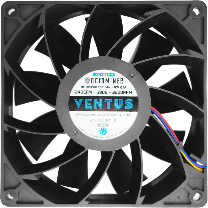 Original Octominer Ventus High Performance 240CFM Miner Fan for X12/X8Ultra