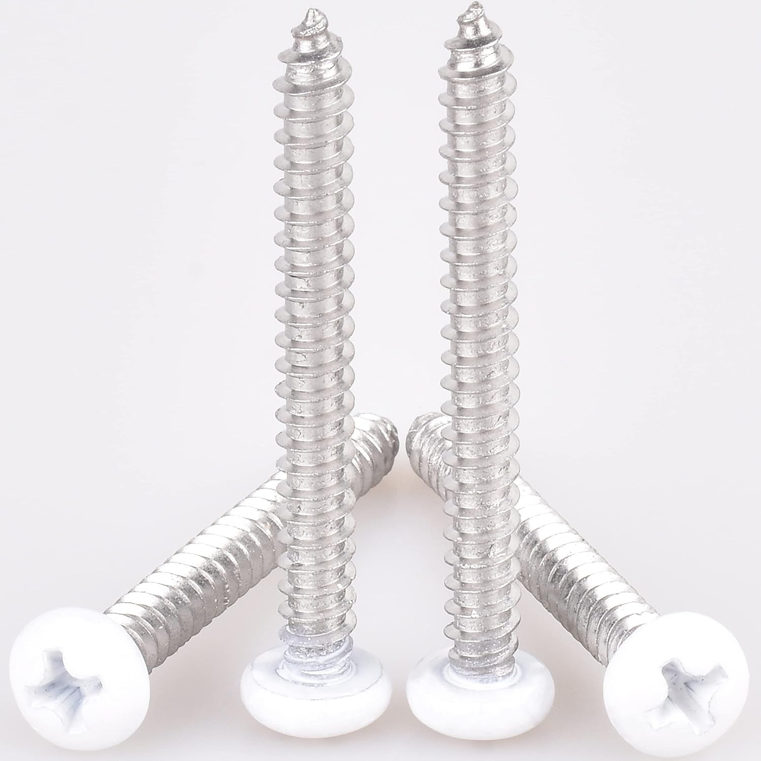 60 Pcs # 8 X 1 1/2" White Screws Pan Head Machine, Twinfast Thread Cargo RV