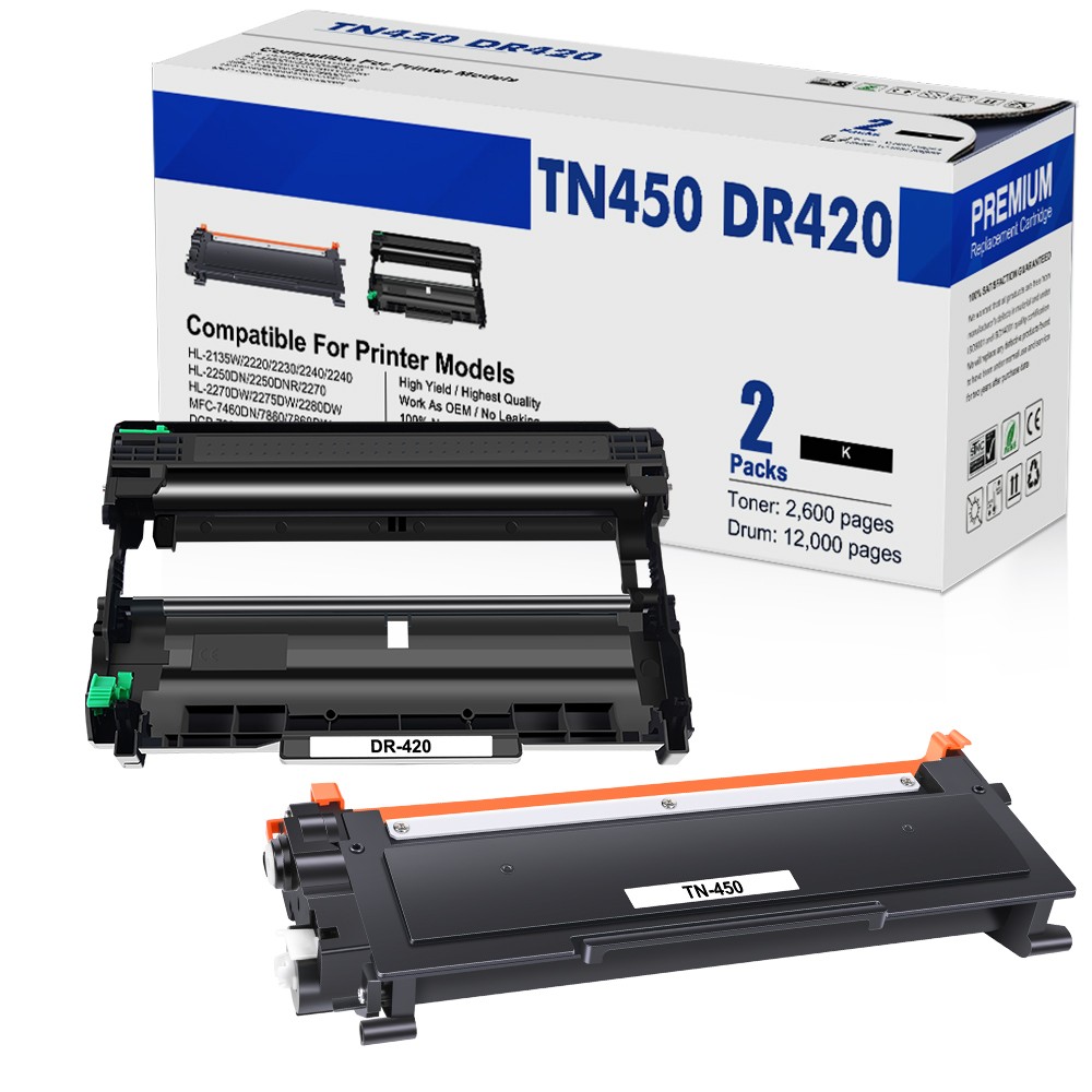 1PK TN450+1PK DR420 BK Toner Cartridge for Brother HL-2250DN HL-2270DW HL-2280DW