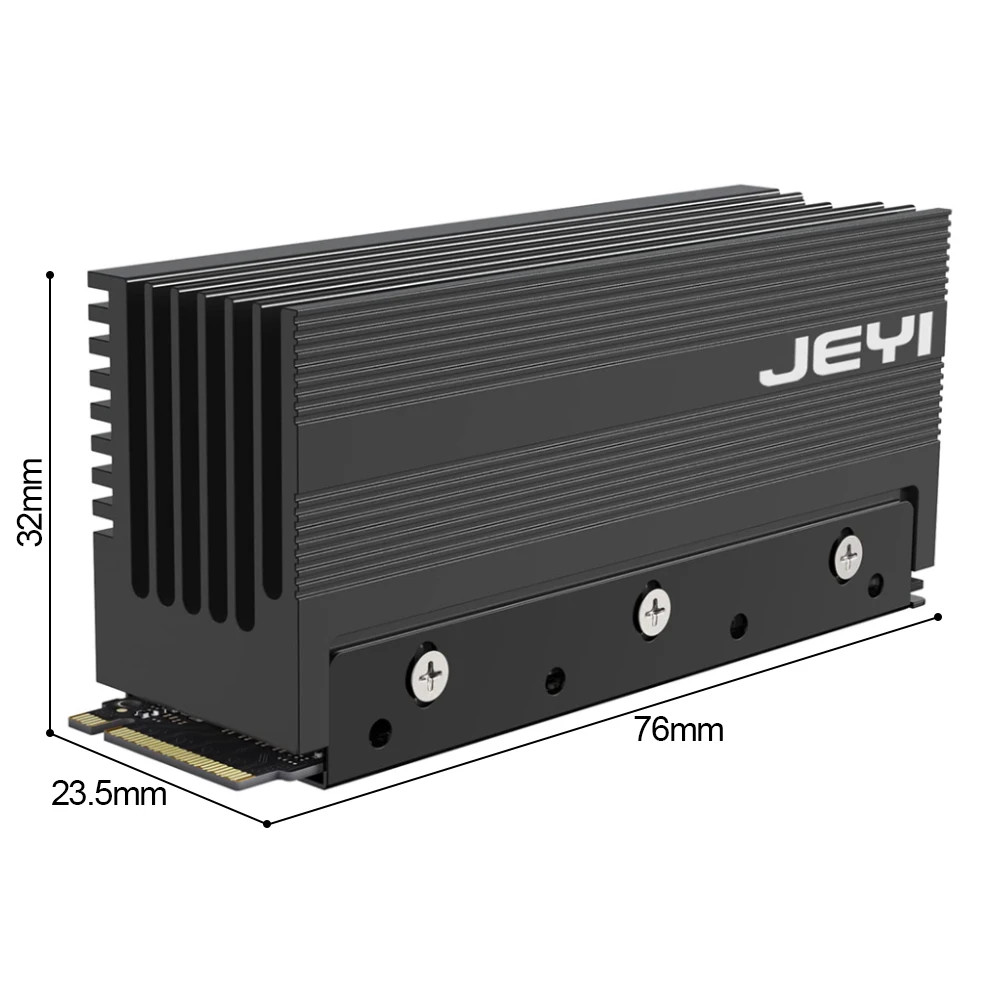 JEYI M.2 2280 SSD Heatsink NVMe NGFF Aluminum Cooler Thermal Pad Shark Fins