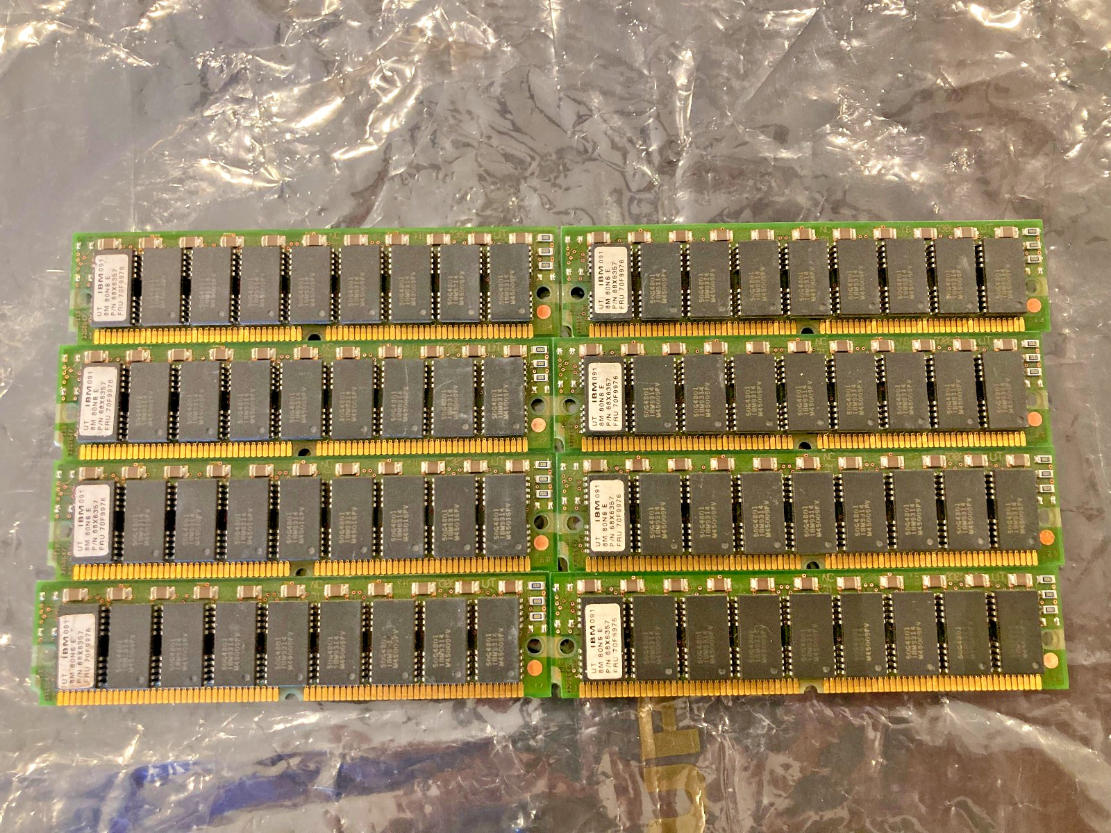 8x 8MB 72-pin parity FPM fast page RAM, IBM FRU 70F9976, RS/6000, PPC Mac, etc.