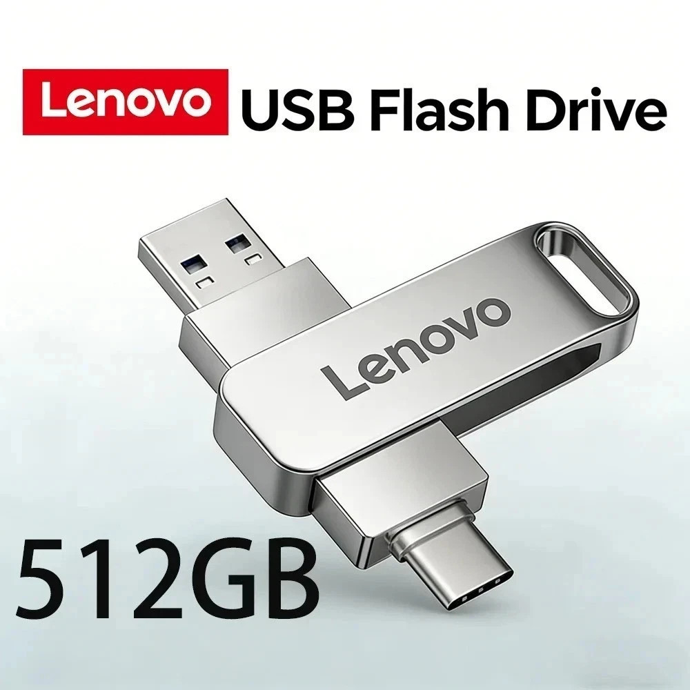 LENOVO 512GB USB 3.2 OTG Flash Drive USB-C Type-C Metal Memory Stick for PC Phon