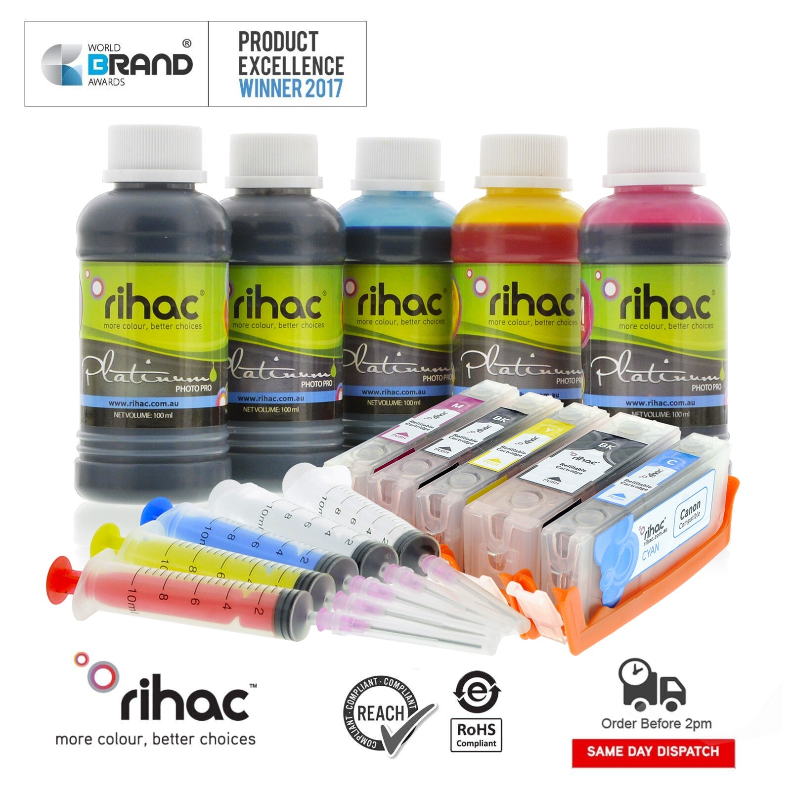 Rihac Refillable Cartridges suits CANON TS5060 TS6060 using PGI670 CLI671+ Inks