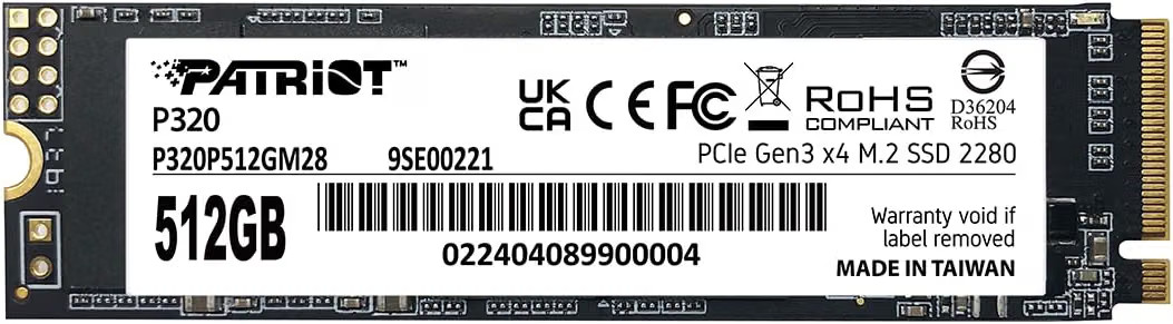 Patriot P320 512GB 2280 M.2 PCIe Gen3x4 NVMe Internal SSD Solid State Drive 500