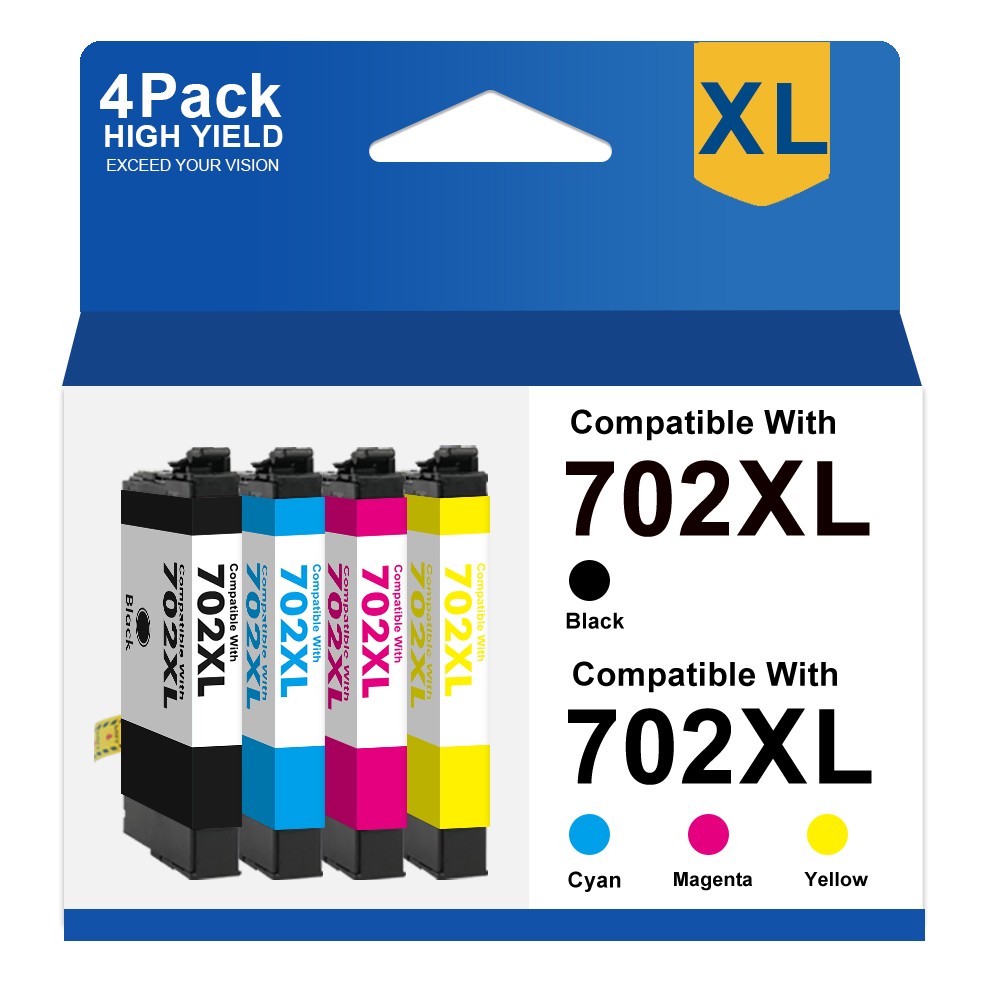 4P 702XL T702XL Ink Cartridges for Epson WorkForce Pro WF-3720 WF-3730 WF-3733