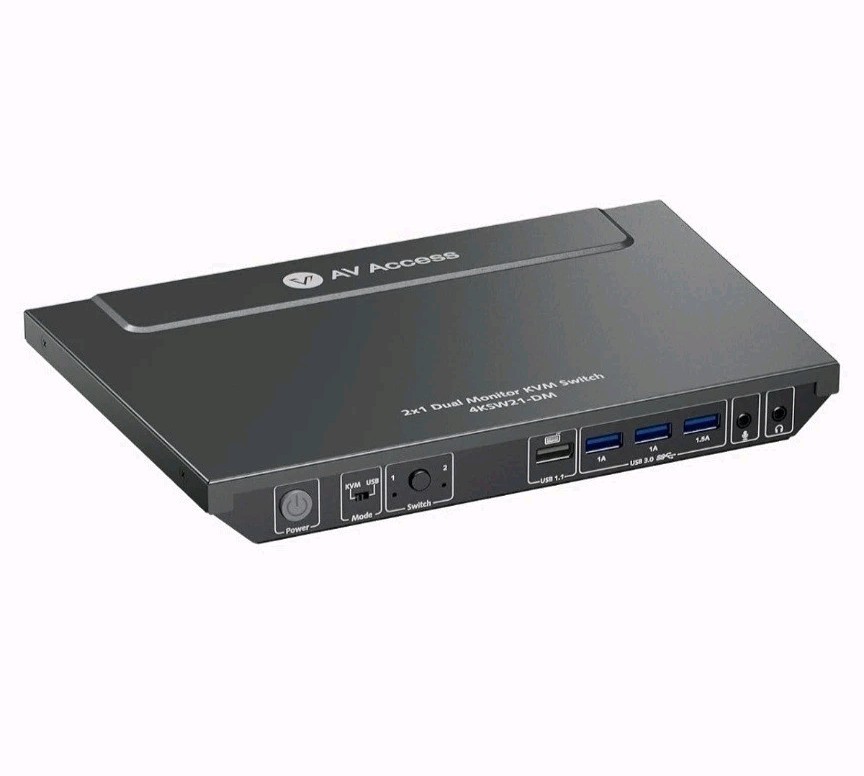 AV Access 4KSW21-DM  4K@60Hz 2x1 Dual Monitor HDMI KVM Switch USB 3.0 EDID 