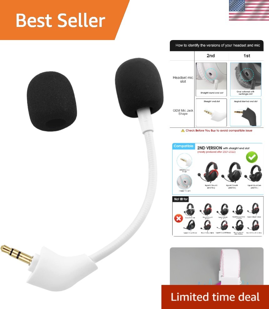 Noise-Cancelling Mic Boom for HyperX Cloud II/Core - 2nd Gen Straight Jack