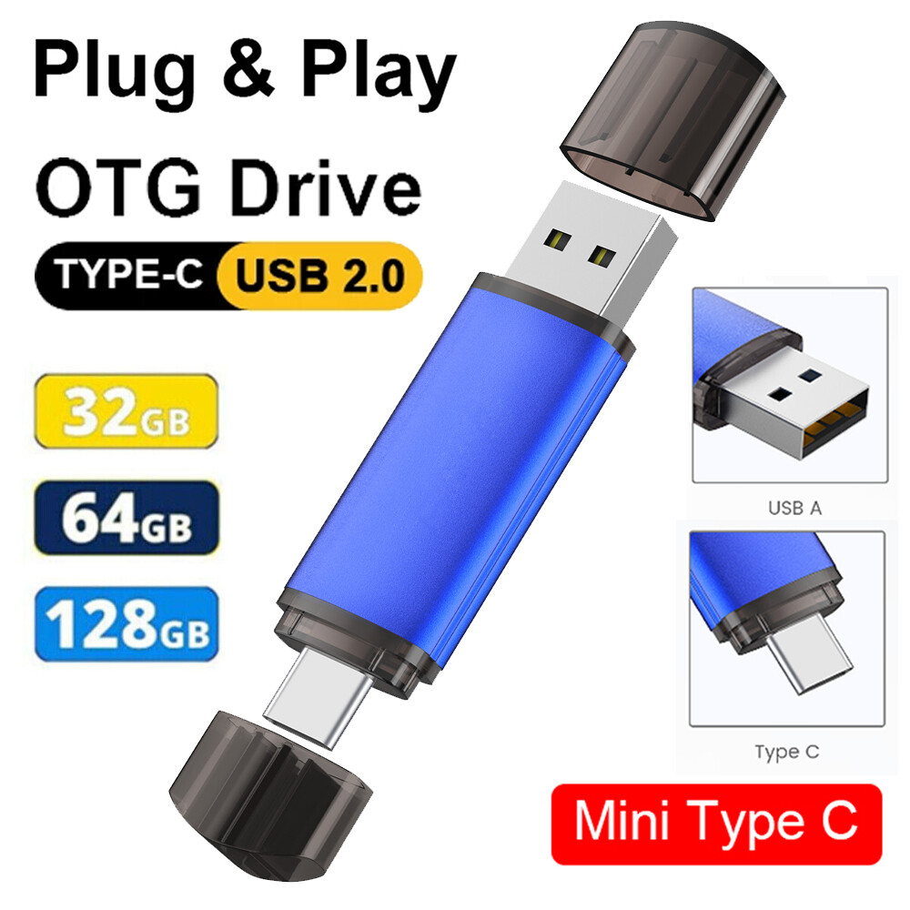 USB 2.0 32GB 64GB 128GB Dual Type-C USB Flash Drive For Samsung Android Phone PC