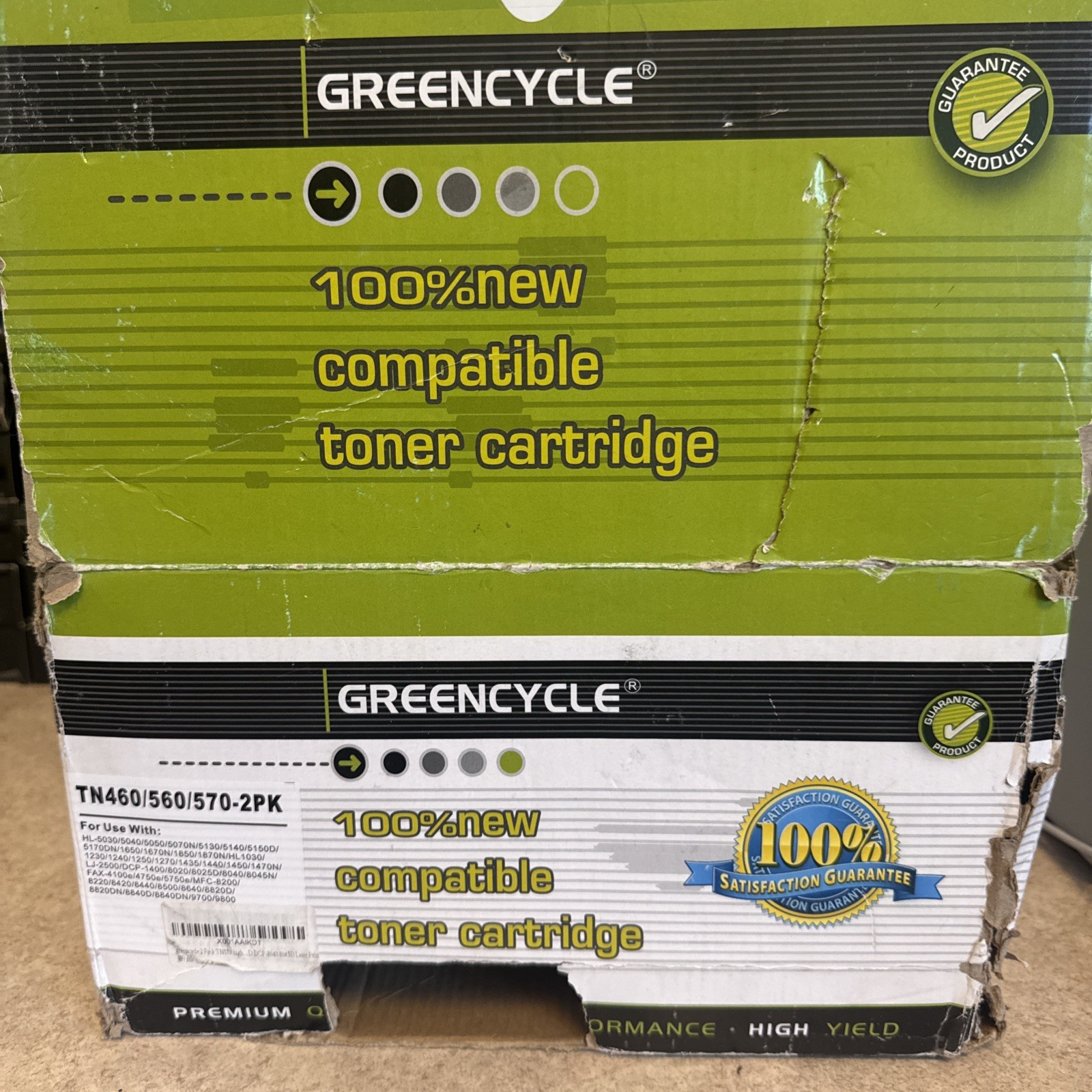 Greencycle TN460/560/570 Toner Cartridge 2-Pack Compatible High Yield New