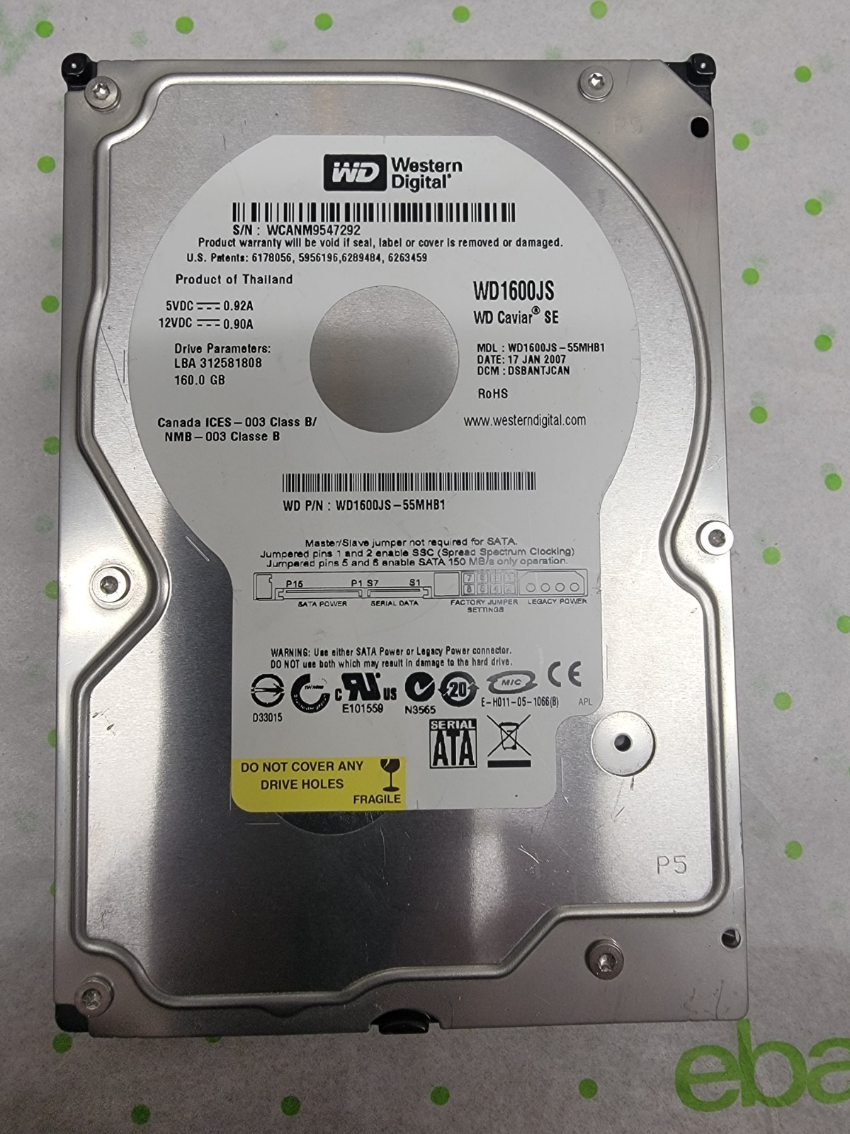 WD Western Digital WD1600JS-55MHB1 Caviar SE 160GB 7.2K 3.5" SATA HDD