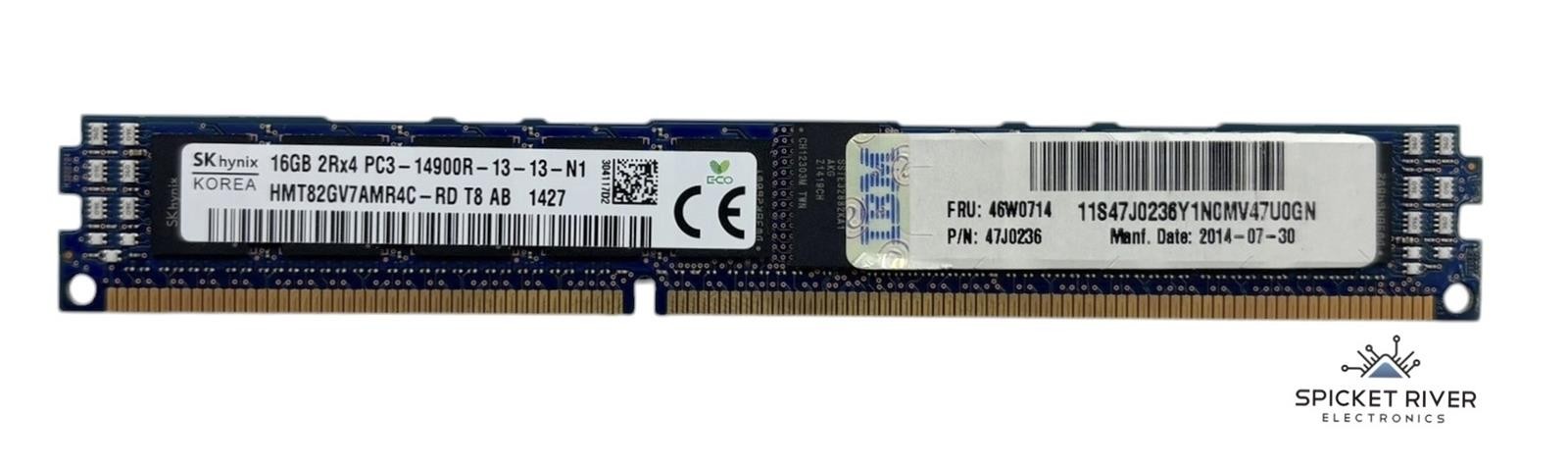Lot of 5 - SK Hynix HMT82GV7AMR4C-RD 16GB 2Rx4 PC3-14900R DDR3 VLP Server RAM