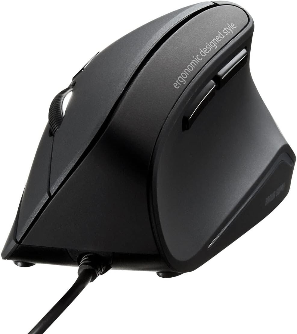 Sanwa Supply Ergonomic Mouse, Quiet, Wired, Tendonitis Prevention, MA-ERG9N