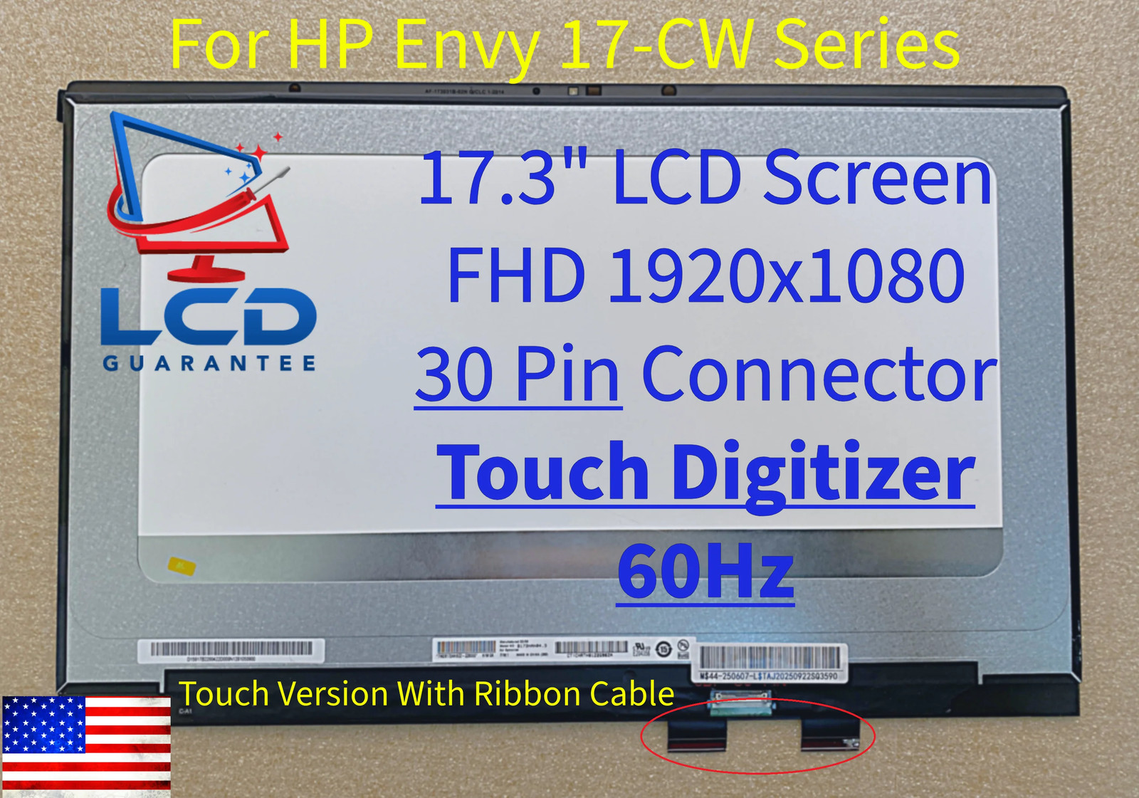 HP N30984-1J1 17.3" FHD 1920x1080 60Hz Touch Digitizer Laptop LCD Screen