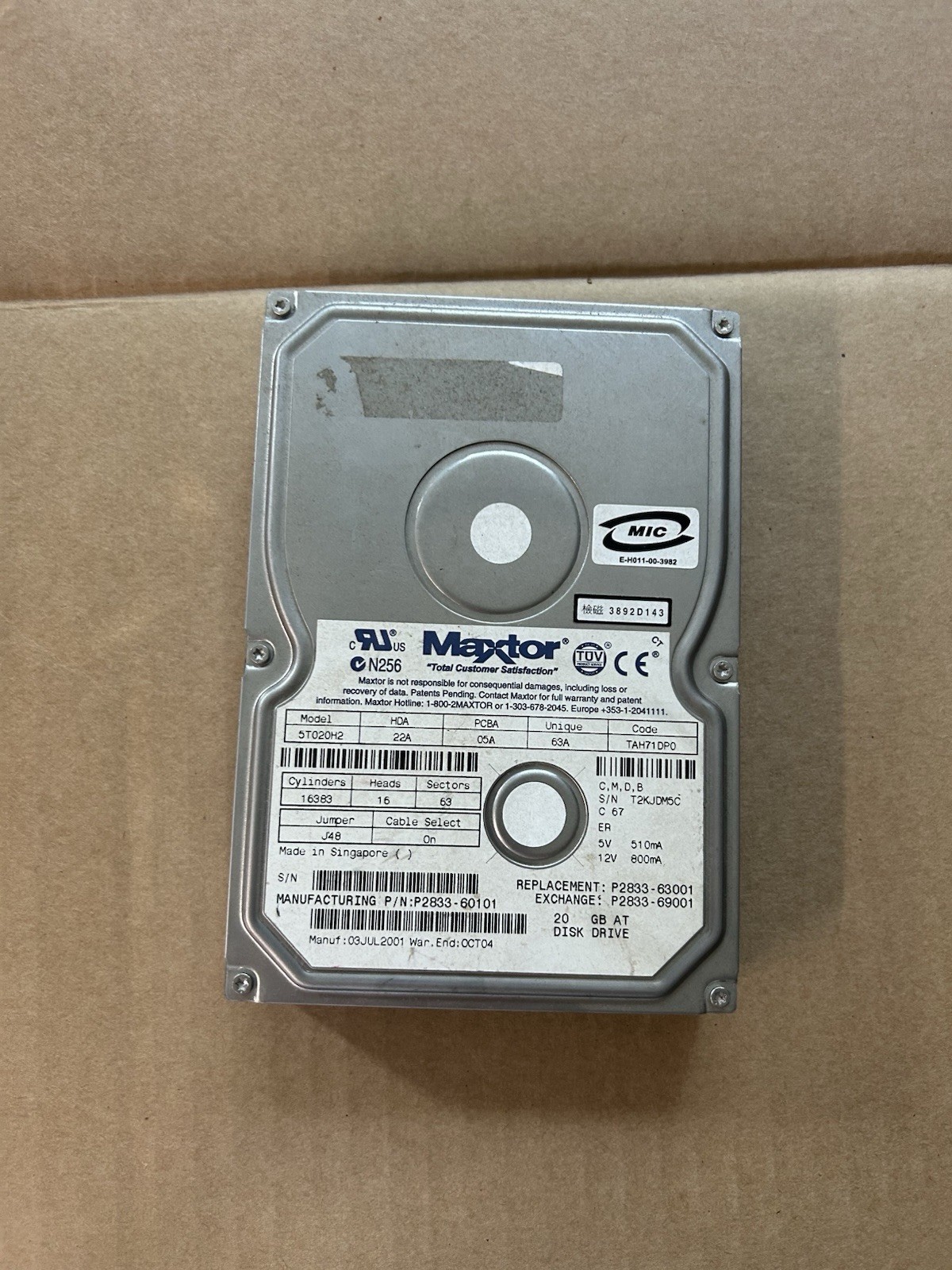 Maxtor 52049H2 20.5 Gig