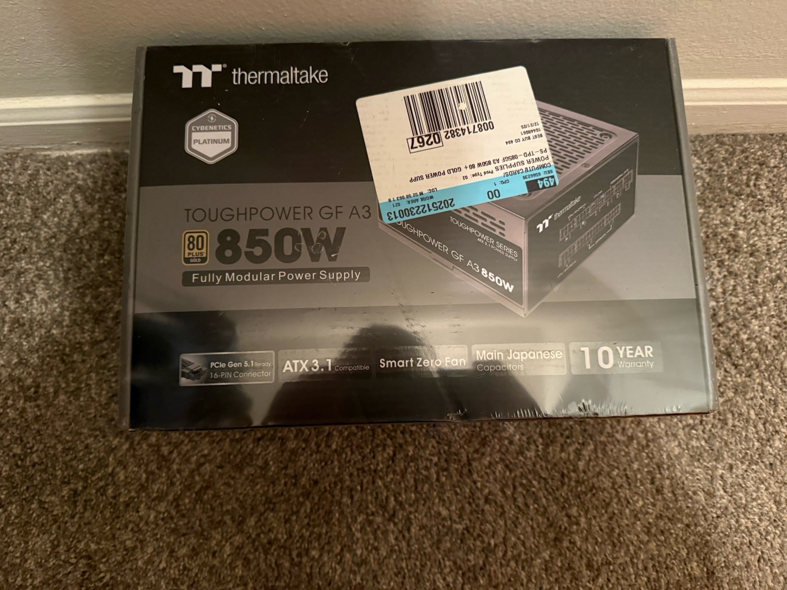 Thermaltake Toughpower GT 850W ATX 3.1 Standard Power Supply; 80 Plus Gold Effic