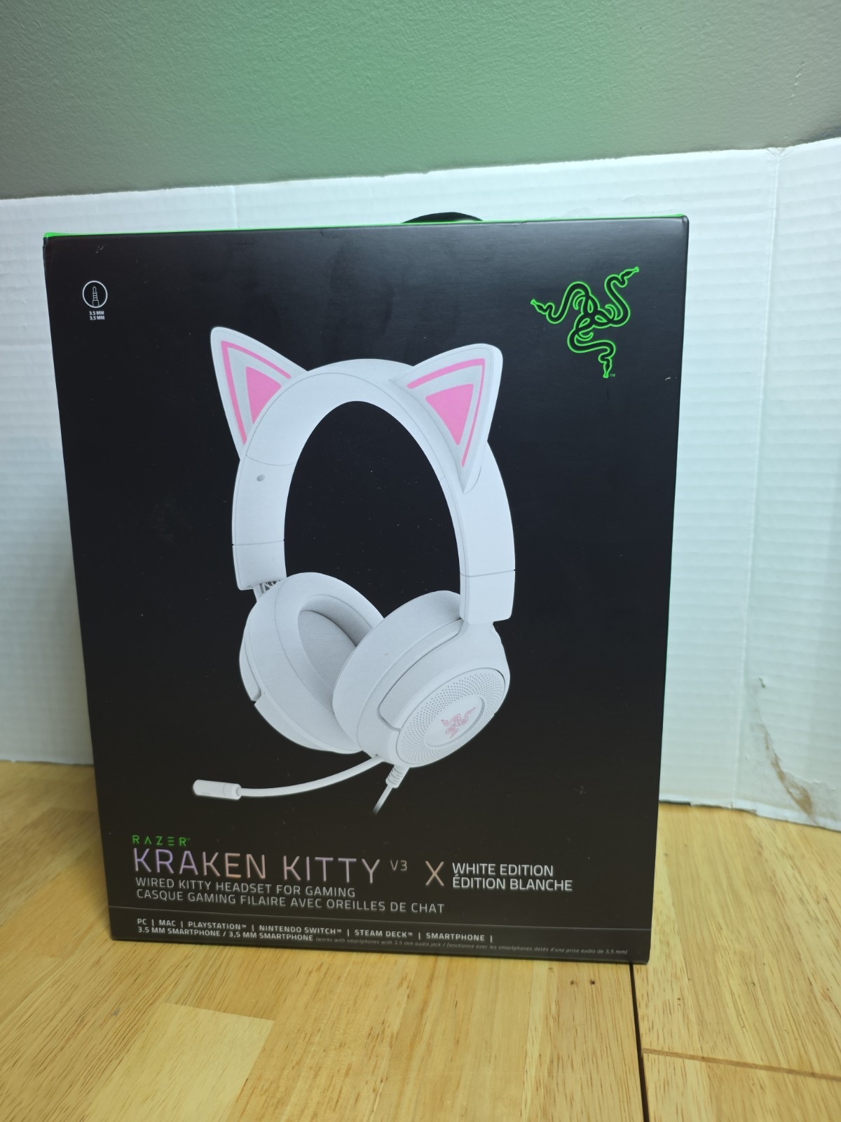 Razer Kraken Kitty V3 White Edition Over-Ear Headset 3.5mm Boom Mic Pink #D4